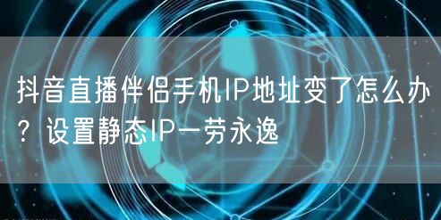 抖音直播伴侣手机IP地址变了怎么办?设置静态IP一劳永逸