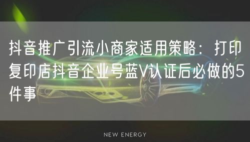 抖音推广引流小商家适用策略:打印复印店抖音企业号蓝V认证后必做的5件事