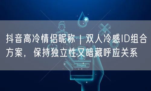 抖音高冷情侣昵称|双人冷感ID组合方案,保持独立性又暗藏呼应关系