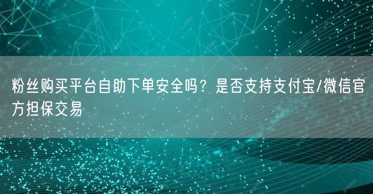 粉丝购买平台自助下单安全吗?是否支持支付宝/微信官方担保交易