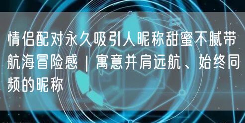 情侣配对永久吸引人昵称甜蜜不腻带航海冒险感|寓意并肩远航、始终同频的昵称